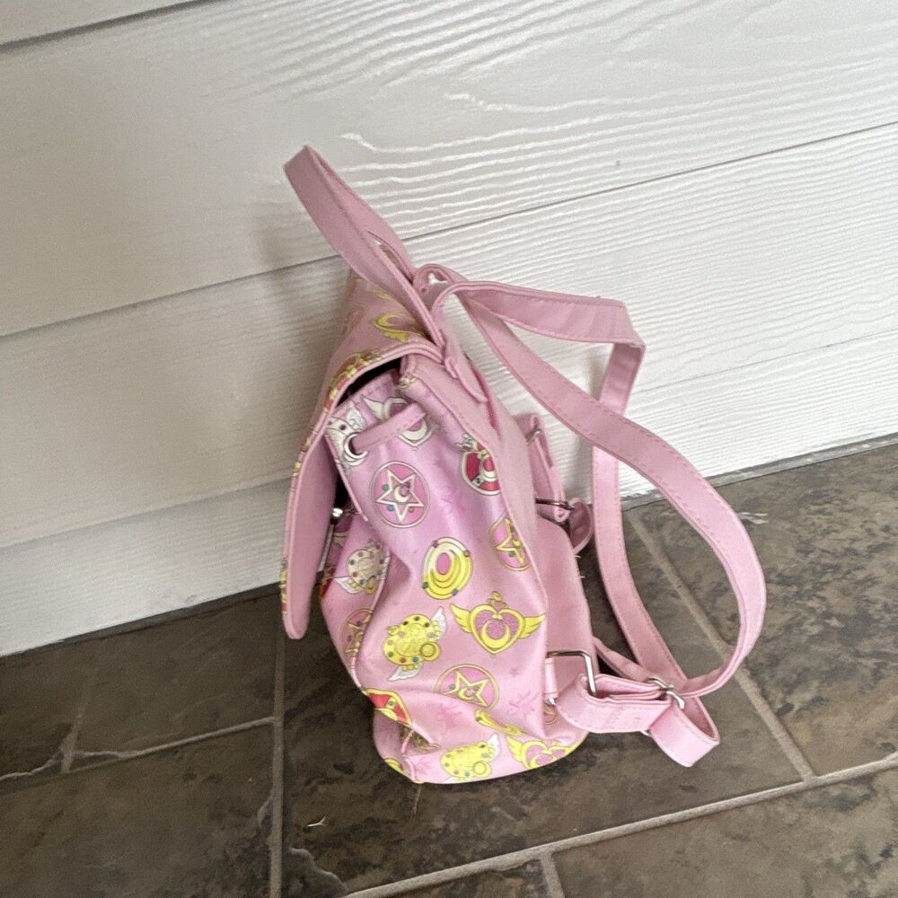 Sailor Moon Pink Faux Leather Backpack Purse Adjustable Straps Pockets - Picture 3 of 6